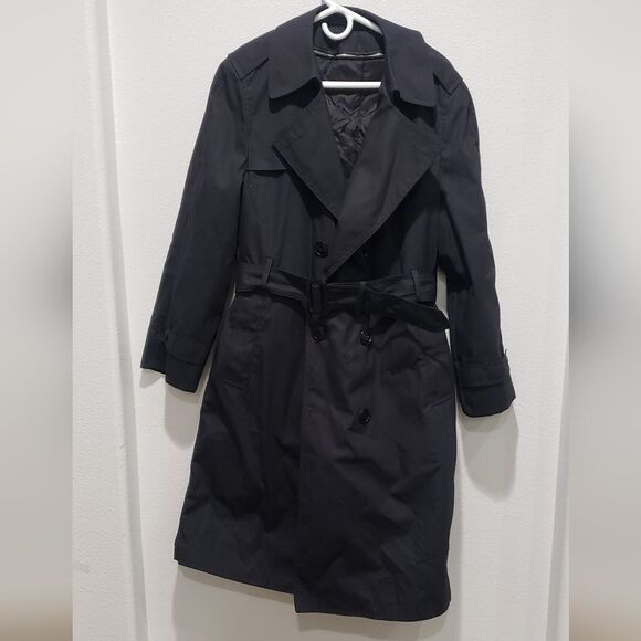 Black trench coat by Defense  Logistics agency size 38 small - Picture 1 of 8